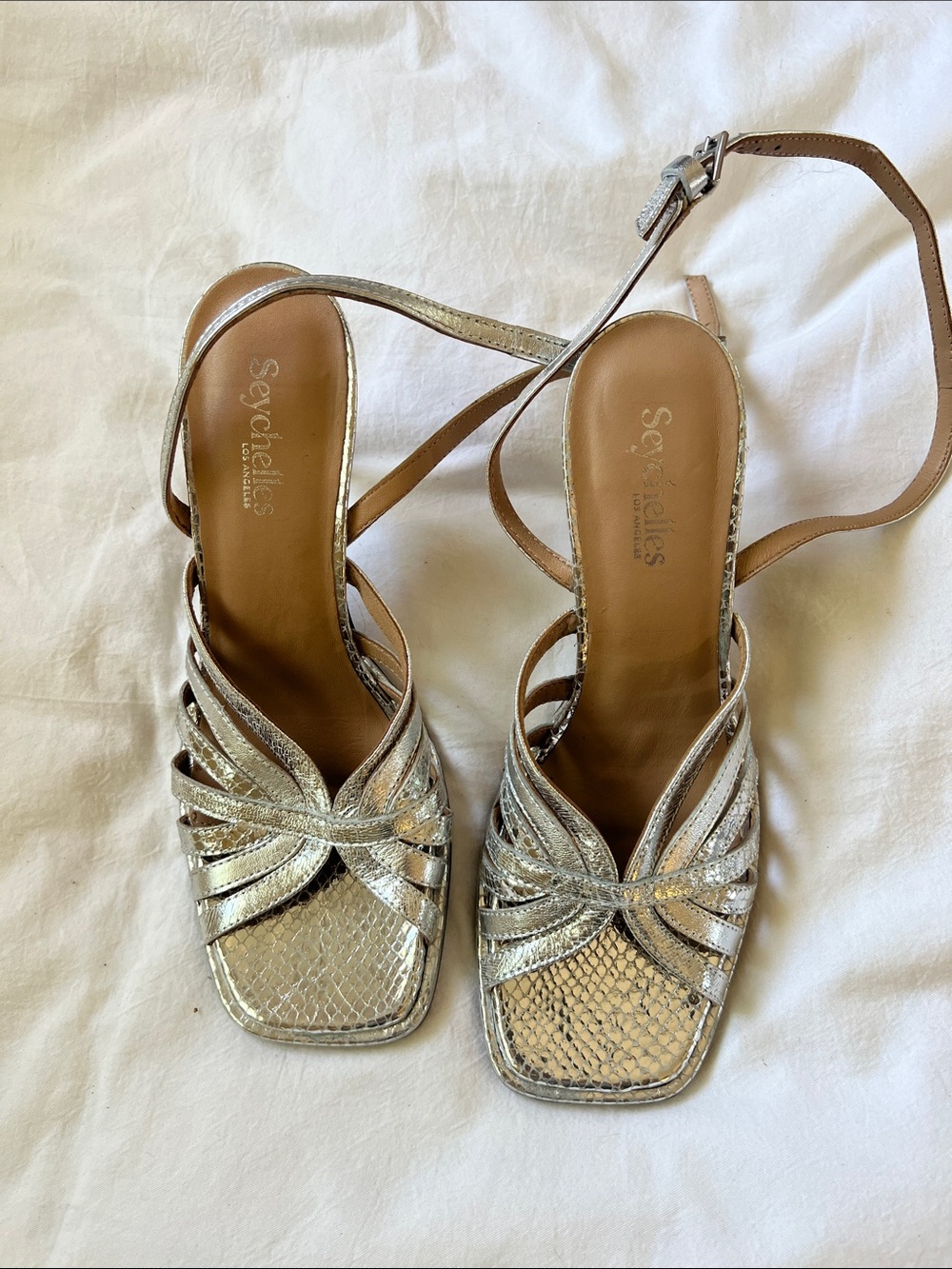 Seychelles Metallic Silver Knotted Strappy Heels